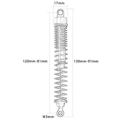 Alloy Shock Absorber Damper 130mm Adjustable for RC Car 1/10 Crawler Truck HPI HSP Losi Axial Tamiya Redcat Upgrade Part 4pcs/Set(Purple) - color: purple