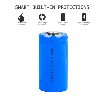 3.7V 800mAh Rechargeable Battery NI-MH 16 * 34mm Battery for Headlamp,LED Flashlight,Mini Fans,RC Cars,etc.(0.63 * 1.34Inch) - size: 4Pcs