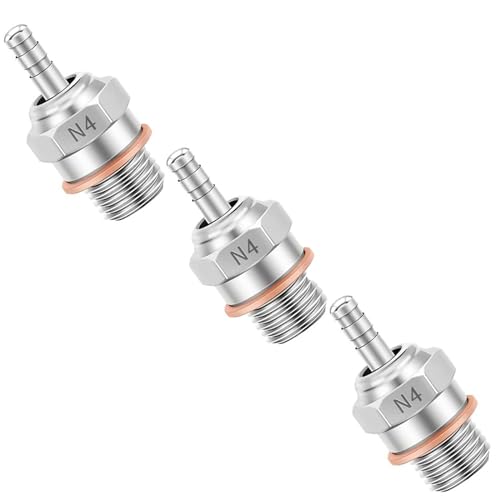 RC Glow Plugs No.4 N4#4 70117H Hot Spark Nitro Engine Parts Replace OS for 1/8 1/10 Scale RC Car Truck Buggy Traxxas Losi HPI Redcat HSP Himoto 3PCS - size: N4 3PCS