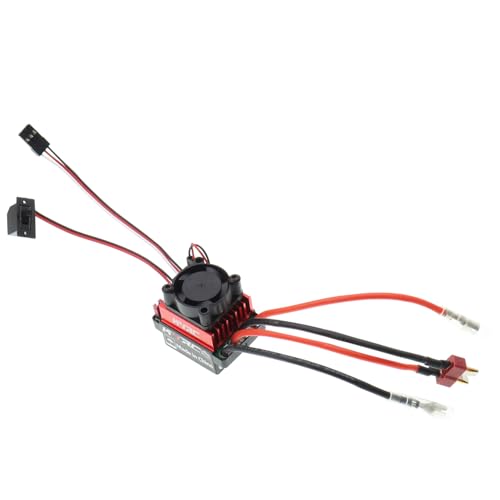 RC Car 60A Brushed ESC Electric Speed Controller 6V/2A BEC Compatible with Traxxas TRX4 TRX6 D90 HSP Tamiya Redcat Axial SCX10 HPI 4WD Truck 1/10 RC Truck Car Crawler (T Plug with Cooling Fan) - style: T Plug with Cooling Fan