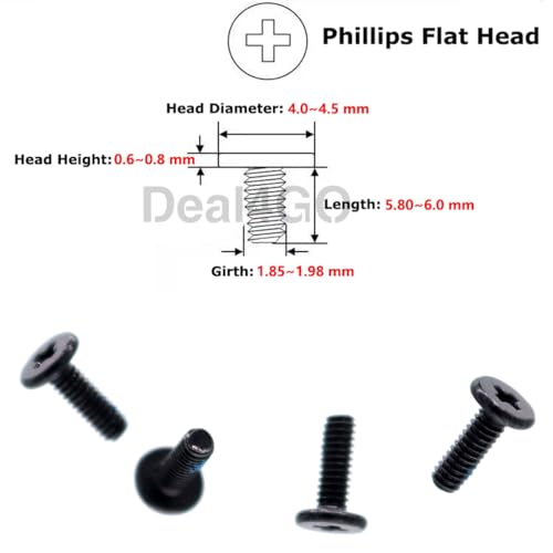 Deal4GO M2x6mm Flat-Head Phillips Screw Replacement for Dell HP ASUS Acer Lenovo MSI Laptop Bottom Case HDD Carrier - Black - size: M2x6.0mm