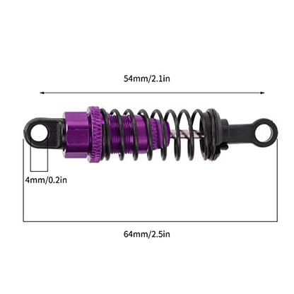 RC Shock Absorbers, 4Pcs 64 mm Metal Shock Absorber Damper with Shock Mount Aluminum Alloy Adjustable Remote Control Car Shock Absorber Oil Damper (Purple) - size: Purple