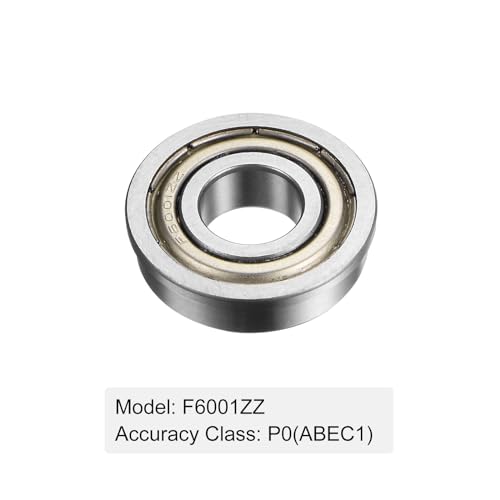 uxcell F6001ZZ Flanged Ball Bearing, 10pcs 12x28x8mm Chrome Steel Double Shielded ABEC1 Flange Bearings - size: 12x28x8mm