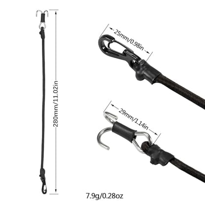 2pcs 280mm Elastic Strap Escape Rope Kinetic Winch Strap with Rescue Trailer Hook for 1/18 1/24 RC Crawler Car TRX4M High Trail SCX24 FCX24 (Black) - color: Black
