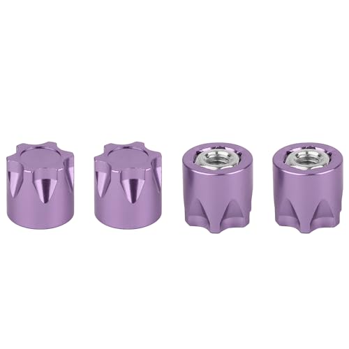 4PCS Aluminium Wheel Rim Center Cap M4 Nuts with Tool for 1/10 RC Crawler Axial SCX10 90046 TRX4 TRX6 Tamiya Recat RC Crawler Upgrades，Star Shape (Purple) - color: Purple