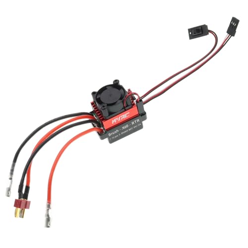 RC Car 60A Brushed ESC Electric Speed Controller 6V/2A BEC Compatible with Traxxas TRX4 TRX6 D90 HSP Tamiya Redcat Axial SCX10 HPI 4WD Truck 1/10 RC Truck Car Crawler (T Plug with Cooling Fan) - style: T Plug with Cooling Fan