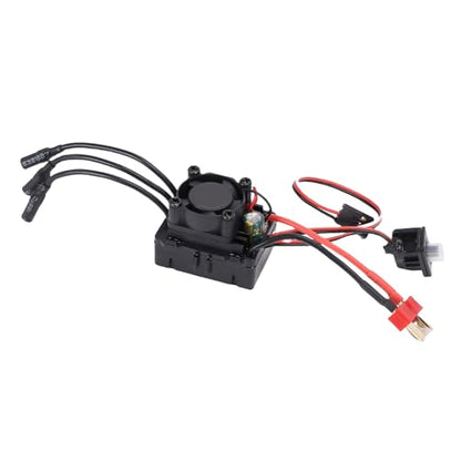 Brushless ESC Rainproof for RC Cars, HighCurrent Electronic Speed Controller with Cooling Fan for 1/16 1/14 Scale AllWeather Play
