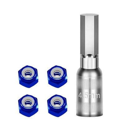 Set of 4 Aluminum Wheel Nut Including Installation Set Suitable for 1/30 Scale SCX30 Remote Control Vehicle Remote Control Car Wheel Nut - color: Blue