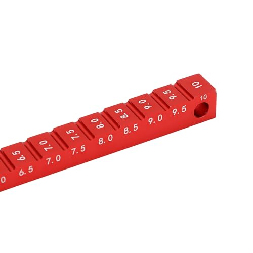 RC Ride Height Gauge 1/10, RC Camber Gauge Aluminum Alloy RC Ride Height and Camber Gauge Kit for 1/10 RC Drift Car, 0.1 to 0.4in Adjustment Range (Red) - color: Red