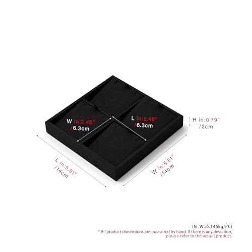 Oirlv Black Microfiber Jewelry Pendant Display Tray | Soft Black Microfiber Material, 5.51"X5.51"X0.79" with 4 Pendant Slots, Elegant Black Finish, Perfect for Pendants and Charms - style: P13711