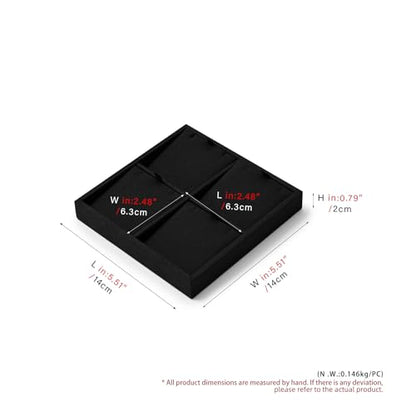 Oirlv Black Microfiber Jewelry Pendant Display Tray | Soft Black Microfiber Material, 5.51"X5.51"X0.79" with 4 Pendant Slots, Elegant Black Finish, Perfect for Pendants and Charms - style: P13711