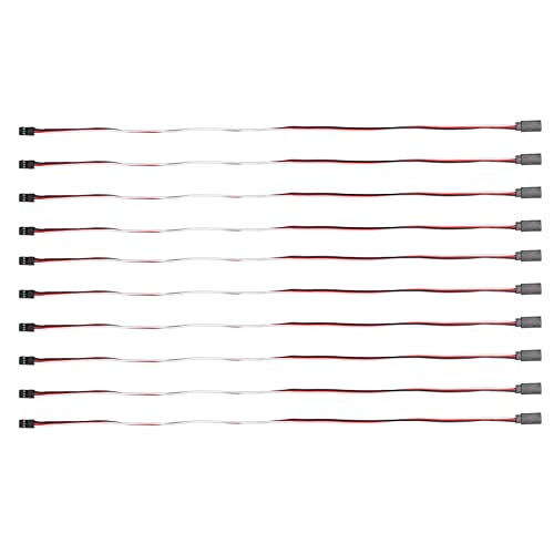 10PCS 3 Pin Servo Extension Cable Futaba JR RC Car Helicopter Aircraft Brass Core Connector Wire (500mm Male to Female) - size: 500mm male to female