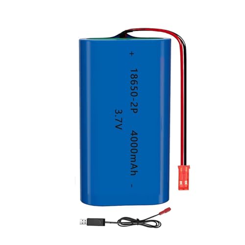 3.7V 4000mAh Rechargeable 18650 Lithium Ion Battery Pack Li-ion Cell JST-2P Plug with USB Charger for Remote Control Cars DIY Replacement - color: With Charger Cable, size: 1PC