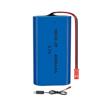 3.7V 4000mAh Rechargeable 18650 Lithium Ion Battery Pack Li-ion Cell JST-2P Plug with USB Charger for Remote Control Cars DIY Replacement - color: With Charger Cable, size: 1PC