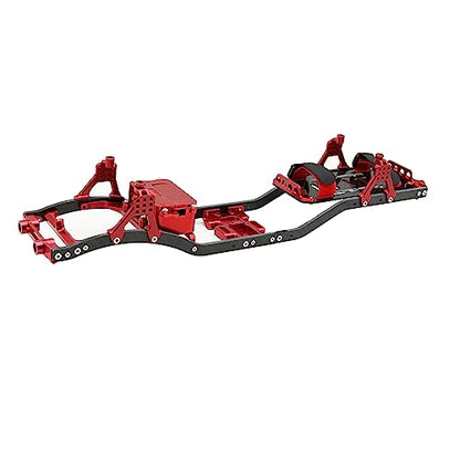 1/10 RC Crawler Carbon Fiber Girder 4MM CNC Metal Car Chassis Frame Body Kit Parts for Axial SCX10 II Rock Off Road Truck (Red) - color: Red