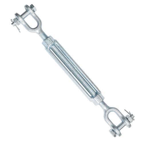 5/8" Jaw Jaw Turnbuckle Galvanized Jaw and Jaw Turnbuckle, Jaw Jaw Closed Body Marine Turnbuckle Jaw, 5000lbs Working Load Limit, Durable for Wire Rope Cable (5/8" x 6") - style: Jaw & Jaw-5/8 x 6