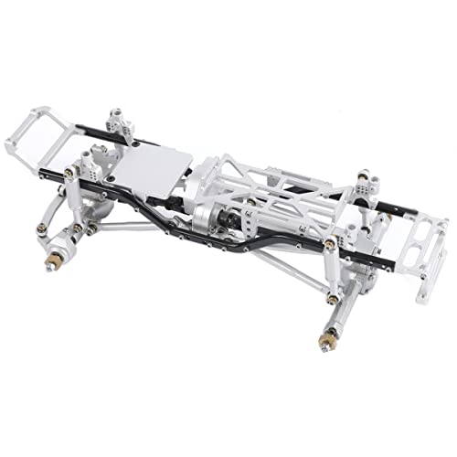Aluminum Complete Frame Chassis Assembled kit for 1/24 SCX24 AXI00001 C10 RC Crawler Car Upgrades (Silver) - color: Silver
