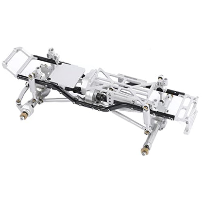 Aluminum Complete Frame Chassis Assembled kit for 1/24 SCX24 AXI00001 C10 RC Crawler Car Upgrades (Silver) - color: Silver