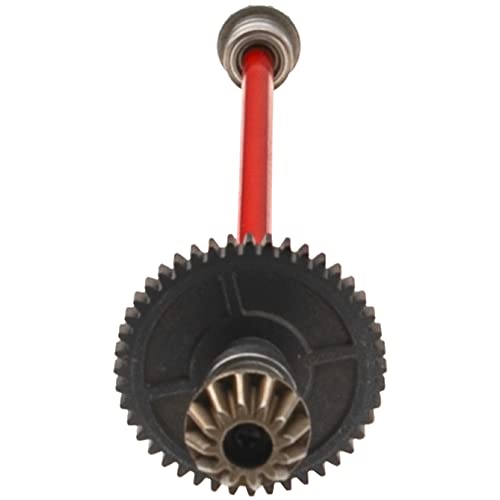 Metal Center Drive Shaft RC Car Central Transmission Shaft w/ 27T Motor Gear Upgrade Part Compatible with Wltoys 144001 1/14 RC Car Buggy (Red) - color: Red