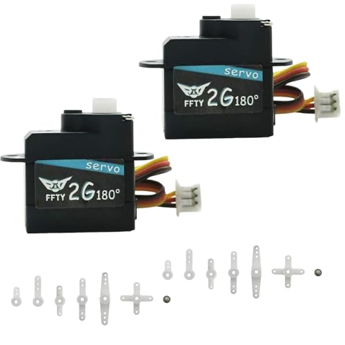 2PCS 2G Plastic Gear Mini Servo, 3.7-5V RC Micro Digital Servos Kit for RC Helicopter Airplane Car Boat & Robot Parts (JST Connector)