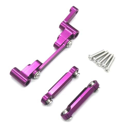 RC Cars Crawler Parts Compatible with MJX 14303 14301 14302 4WD 1/14 Remote Control Car Metal Upgrade Parts Steering Assembly Steering Rod(Purple) - color: Purple