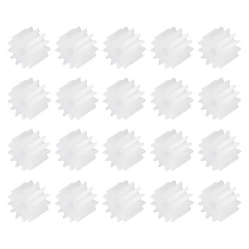 MECCANIXITY 20 Pcs 0.2" T Plastic Gears 13 Teeth Plastic Motor Gear Model 132A Reduction Gear for RC Car Model DIY Robot (White, Module 0.5) - style: 13 Teeth