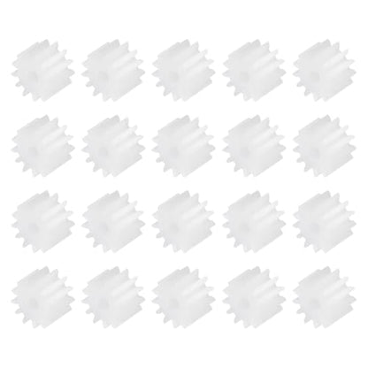 MECCANIXITY 20 Pcs 0.2" T Plastic Gears 13 Teeth Plastic Motor Gear Model 132A Reduction Gear for RC Car Model DIY Robot (White, Module 0.5) - style: 13 Teeth