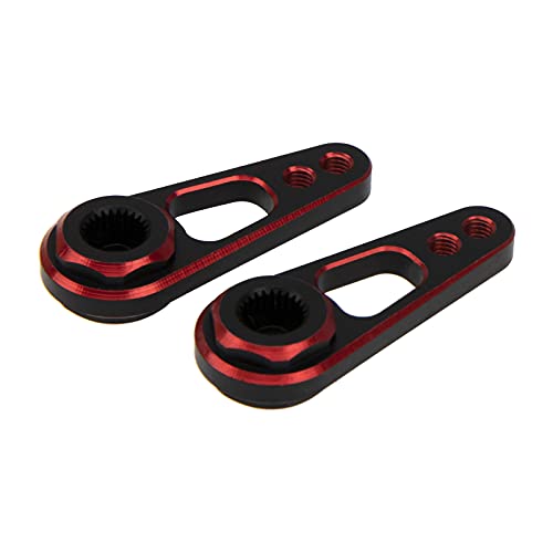 2Pack Vgoohobby Aluminum Alloy RC Double Hole 25T Steering Servo Arm Horn Compatible with Recat Axial SCX10 90046 Traxxas TRX-4 1/10 RC Crawler Climbing Car (Red-Black) - color: Red-black