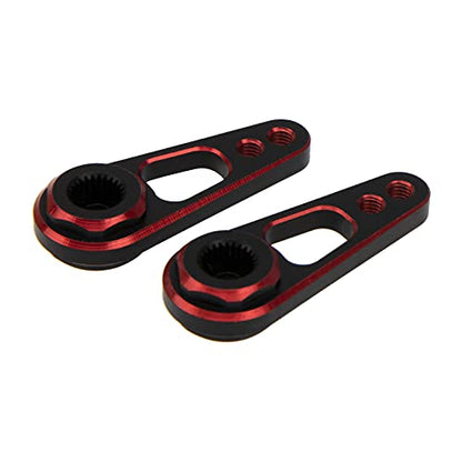 2Pack Vgoohobby Aluminum Alloy RC Double Hole 25T Steering Servo Arm Horn Compatible with Recat Axial SCX10 90046 Traxxas TRX-4 1/10 RC Crawler Climbing Car (Red-Black) - color: Red-black