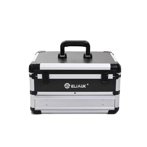 E ELIAUK Tool Box Tool Organizer Storage Cabinet Carry Case Tool box with DrawersSilver - color: Silver