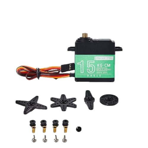 15KG RC Servo Motor Steering Servo Metal Gear Waterproof with 25T Servo Horn for RC Car Truck Boat Helicopter Model Parts, Control Angle 180° (Green-15kg) - color: Green-15kg