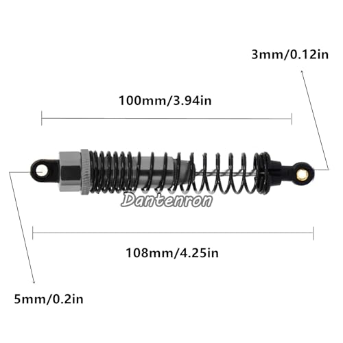 4Pack 1/10 RC Truck Car Adjustable Shock Absorber Damper 108004 Upgrade Parts 108mm Oil 108mm Oil Adjustable Alloy Aluminum Shock For 1:10 HSP 94188 94108 94111 Redcat Volcano (Titanium) - color: Titanium