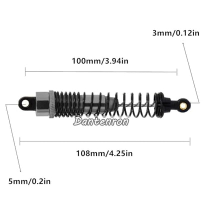 4Pack 1/10 RC Truck Car Adjustable Shock Absorber Damper 108004 Upgrade Parts 108mm Oil 108mm Oil Adjustable Alloy Aluminum Shock For 1:10 HSP 94188 94108 94111 Redcat Volcano (Titanium) - color: Titanium