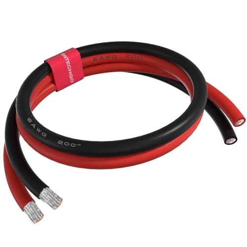 BNTECHGO 6 AWG Silicone Wire Red Black 5ft Stranded Tinned Copper Wire | Flexible 6 Gauge Stranded Wire Silicone Rubber Insulation For RC Models, Drone, Robot, Battery, EV Charger, 3D Printer, DIY - size: 2 Colors Each 5ft