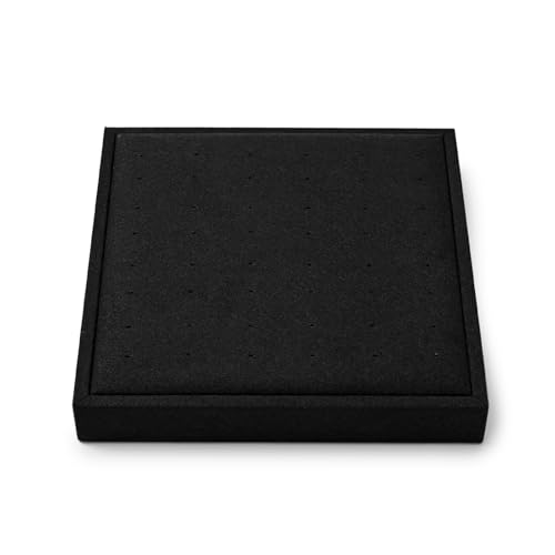 Oirlv Black Microfiber Jewelry Stud Earring Tray | Soft Microfiber, 5.51"X5.51"X0.79" with Stud Earring Slots, Elegant Black Finish, Perfect for Retail Display and Organization - style: P13706