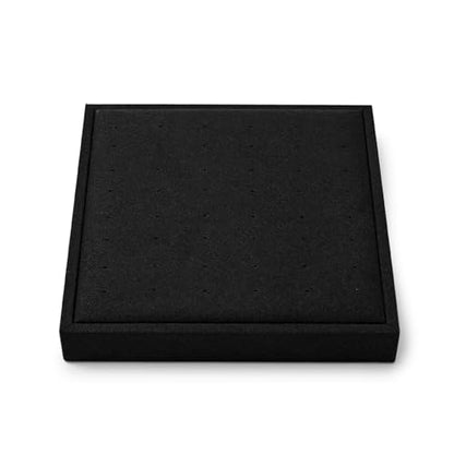 Oirlv Black Microfiber Jewelry Stud Earring Tray | Soft Microfiber, 5.51"X5.51"X0.79" with Stud Earring Slots, Elegant Black Finish, Perfect for Retail Display and Organization - style: P13706