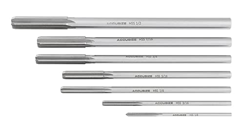 Accusize Industrial Tools Chucking Reamer Set, 1/8" to 1/2" by 1/16", 7 Pc | HSS M2 Premium, Straight Flute, Right Hand Cut, ANSI, Aluminum Case, 5528-SH00 - size: Fractional 1/8" thru 1/2" by 16ths