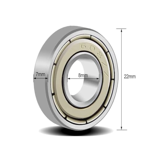 YAMASO 20Pcs 608ZZ Ball Bearings Bearing Steel and Metal Double Shielded Miniature Deep Groove Ball Bearings (8mm x 22mm x 7mm)