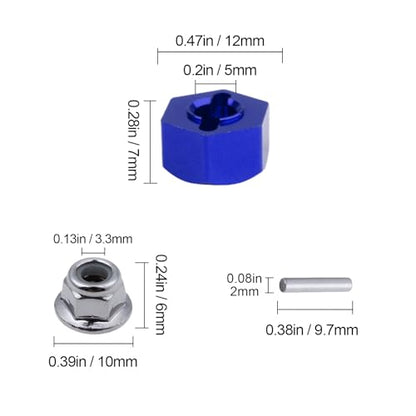 Hobbypark Anodized Aluminum Hex Wheel Hubs Pins and M4 Flanged Lock Nuts Washers Set for Traxxas Slash 2WD 1/10 Upgrade Parts Replace 1654 3654 (Navy Blue) - color: Navy Blue