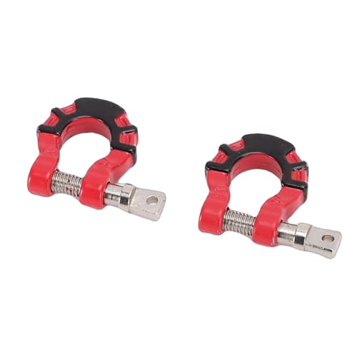 Metal Tow D Ring Shackle for 1/10 Axial SCX10 RC Crawler (Red) | Thick Alloy High Tensile Strength Firm Lock Para Exterior RC Off Road Rescue Towing Use - color: Red