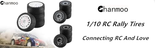 1/10 RC Rally Car Tires On Road Tyres 12mm Hex Plastic Wheels Rims Compatible with 1/10 Scale Racing Car Tamiya TT01 TT02 XV01 TA06 PTG2 HPI KYOSHO HSP RC On-Road Car 4PCS (Black) - color: Black