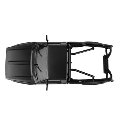 Hard Pickup Body Shell with Bed Rack for 1/24 SCX24 RC Crawler | With dual interchangeable grilles, magnetic flip-up design easy maintenance - color: Black