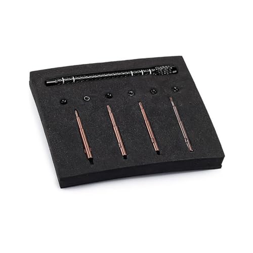 1/30 RC Screwdrivers Set H1.3 Hex T4 Plum Phillips 1.5mm 2.0mm Precision Bits With M2 Nuts Screw Driver Repair Tool Kit For 1:30 1:32 Crawler Car Axial SCX30 0.7" Tires Wheels (Black) - color: Black