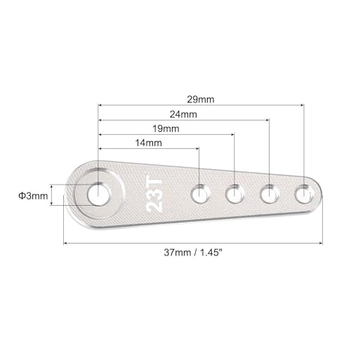 MECCANIXITY 3 Pcs Aluminum Servo Horn Long 23T 23 Teeth Steering Arm 37mm Length Silver Suitable for DIY RC Car/Boat/Airplanes Boat Model Accessories