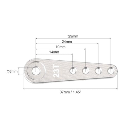 MECCANIXITY 3 Pcs Aluminum Servo Horn Long 23T 23 Teeth Steering Arm 37mm Length Silver Suitable for DIY RC Car/Boat/Airplanes Boat Model Accessories