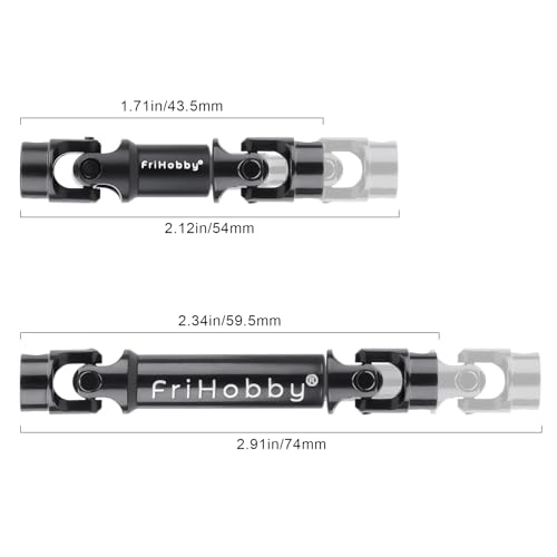 2Pcs FriHobby Stainless Steel RC Drive Shaft Metal Transmission Shaft CVD Compatible with TRX4M Defender Bronco 1/18 Crawler Upgrades Parts (Black) - color: Black