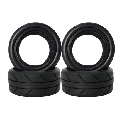 RC 1/10 On Road Tires 4PCS Soft Rubber Touring Car Tires with Foam Insert Compatible with Traxxas 4 Tec 2.0 Tamiya TT01 XV01 Kyosho WR8 HPI HSP WLtoys 1/10 RC Racing Car