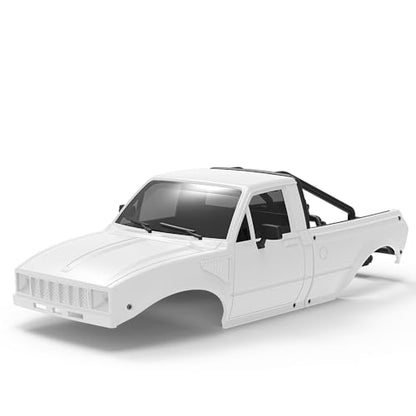1/24 Pickup Truck Hard Body with Rear Cage Frame for 1/24 RC Crawler Axial SCX24 Bronco/Wrangler/C10/Base Camp Wheelbase 133mm (White) - color: White