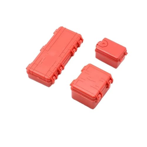 RC Repairs Components For Axial For SCX24 1/24 Scale Luggage Set – 3-Piece Tool Box Travel Case With Opening Lid RC Crawler(Red) - color: Red