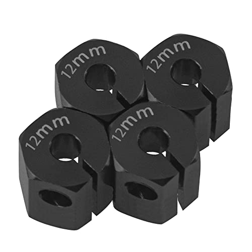 Aluminum Alloy 12mm Wheel Hex Hub Drive Adapters with Pins Screws Compatible with Axial SCX10 HSP HPI Tamiya Redcat 1/10 RC Crawler Car (12mm, Black) - color: Black, size: 12mm